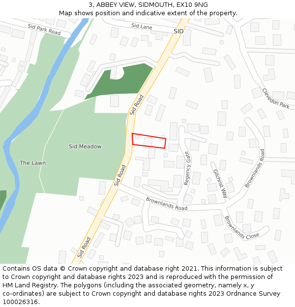 3, ABBEY VIEW, SIDMOUTH, EX10 9NG: Location map and indicative extent of plot