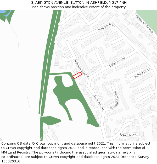 3, ABINGTON AVENUE, SUTTON-IN-ASHFIELD, NG17 4NH: Location map and indicative extent of plot