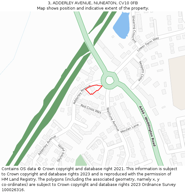 3, ADDERLEY AVENUE, NUNEATON, CV10 0FB: Location map and indicative extent of plot