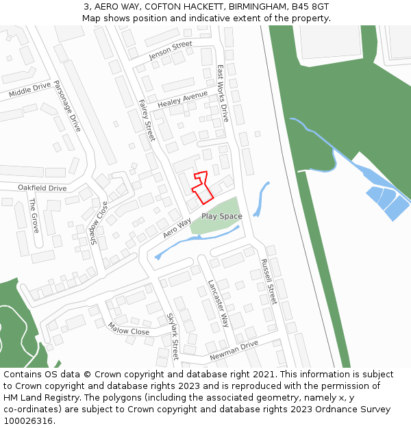 3, AERO WAY, COFTON HACKETT, BIRMINGHAM, B45 8GT: Location map and indicative extent of plot