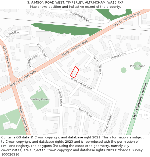 3, AIMSON ROAD WEST, TIMPERLEY, ALTRINCHAM, WA15 7XP: Location map and indicative extent of plot