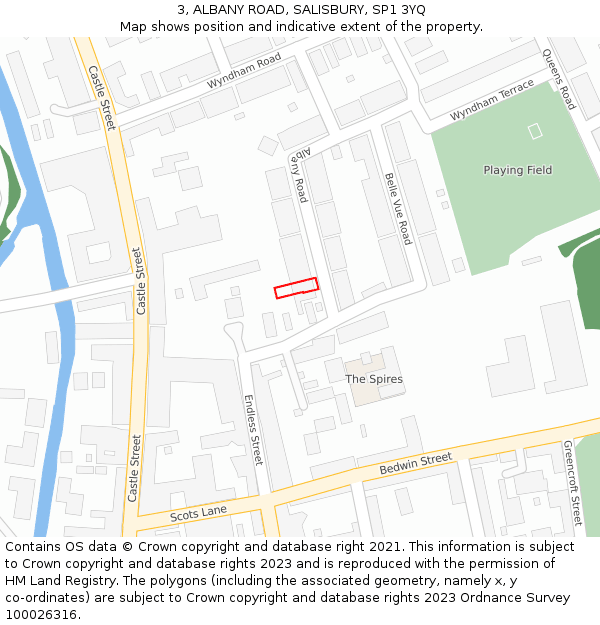 3, ALBANY ROAD, SALISBURY, SP1 3YQ: Location map and indicative extent of plot