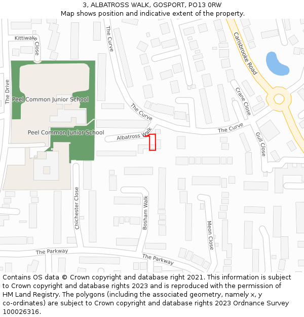 3, ALBATROSS WALK, GOSPORT, PO13 0RW: Location map and indicative extent of plot