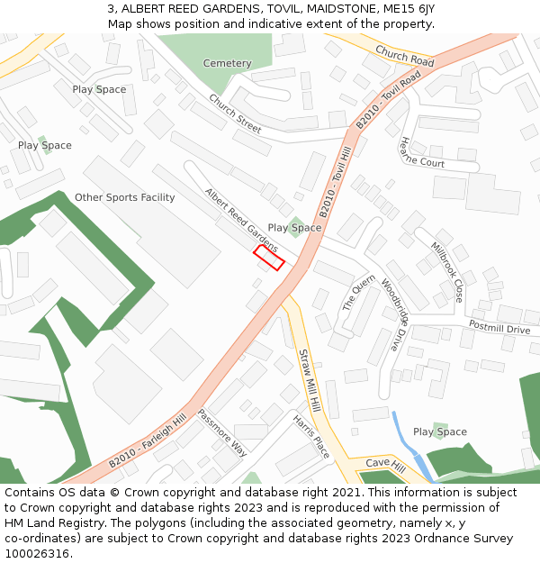 3, ALBERT REED GARDENS, TOVIL, MAIDSTONE, ME15 6JY: Location map and indicative extent of plot