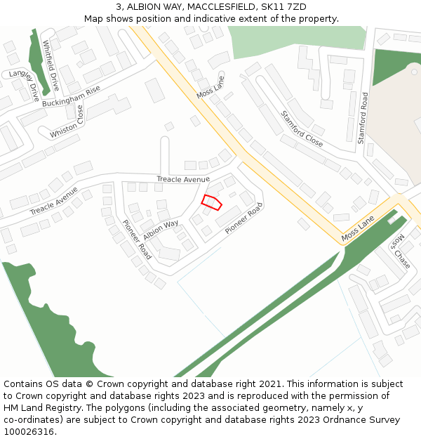 3, ALBION WAY, MACCLESFIELD, SK11 7ZD: Location map and indicative extent of plot