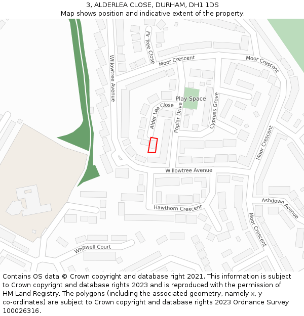 3, ALDERLEA CLOSE, DURHAM, DH1 1DS: Location map and indicative extent of plot