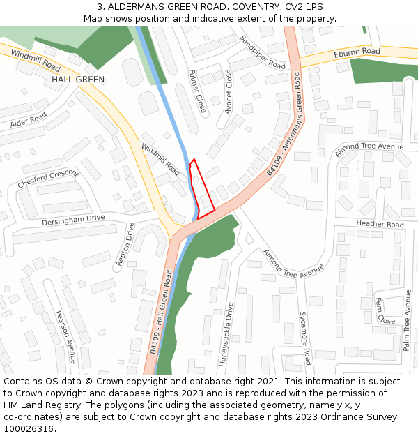 3, ALDERMANS GREEN ROAD, COVENTRY, CV2 1PS: Location map and indicative extent of plot