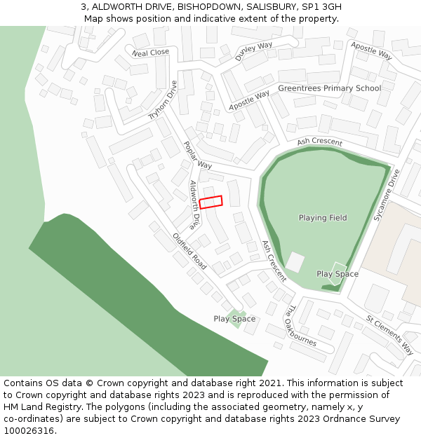 3, ALDWORTH DRIVE, BISHOPDOWN, SALISBURY, SP1 3GH: Location map and indicative extent of plot