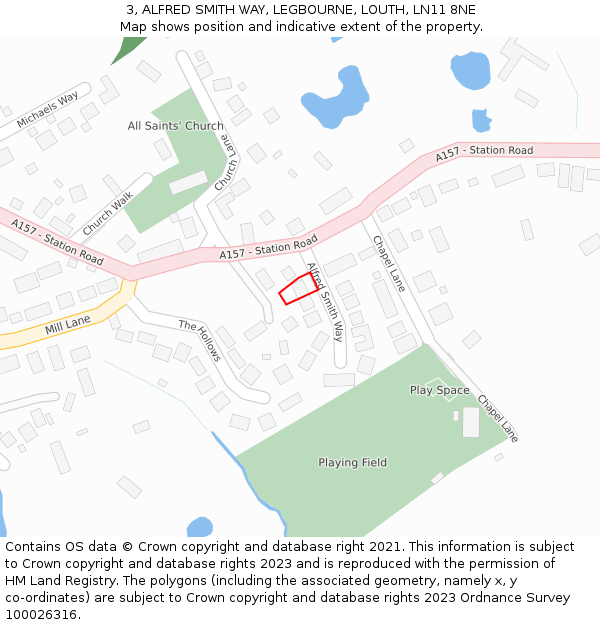 3, ALFRED SMITH WAY, LEGBOURNE, LOUTH, LN11 8NE: Location map and indicative extent of plot