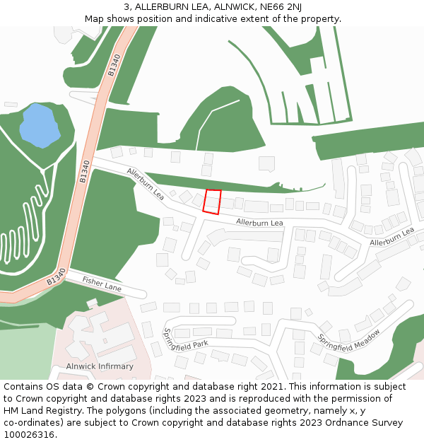 3, ALLERBURN LEA, ALNWICK, NE66 2NJ: Location map and indicative extent of plot