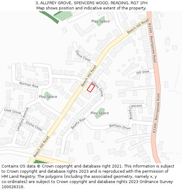 3, ALLFREY GROVE, SPENCERS WOOD, READING, RG7 1FH: Location map and indicative extent of plot