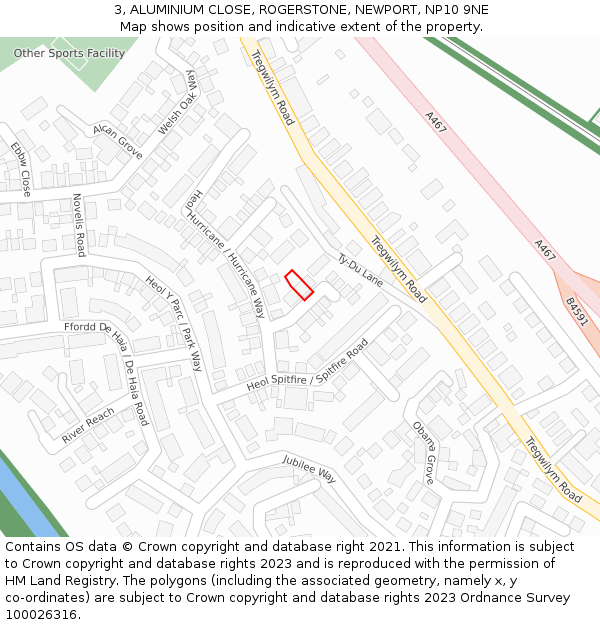 3, ALUMINIUM CLOSE, ROGERSTONE, NEWPORT, NP10 9NE: Location map and indicative extent of plot