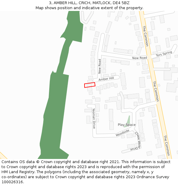 3, AMBER HILL, CRICH, MATLOCK, DE4 5BZ: Location map and indicative extent of plot