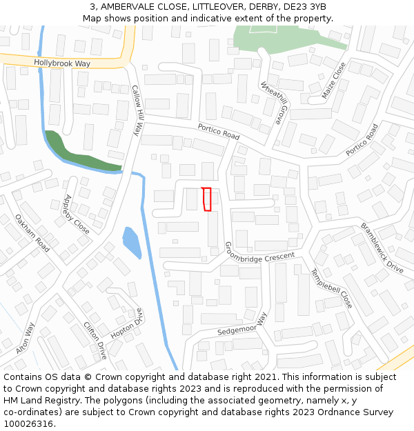 3, AMBERVALE CLOSE, LITTLEOVER, DERBY, DE23 3YB: Location map and indicative extent of plot