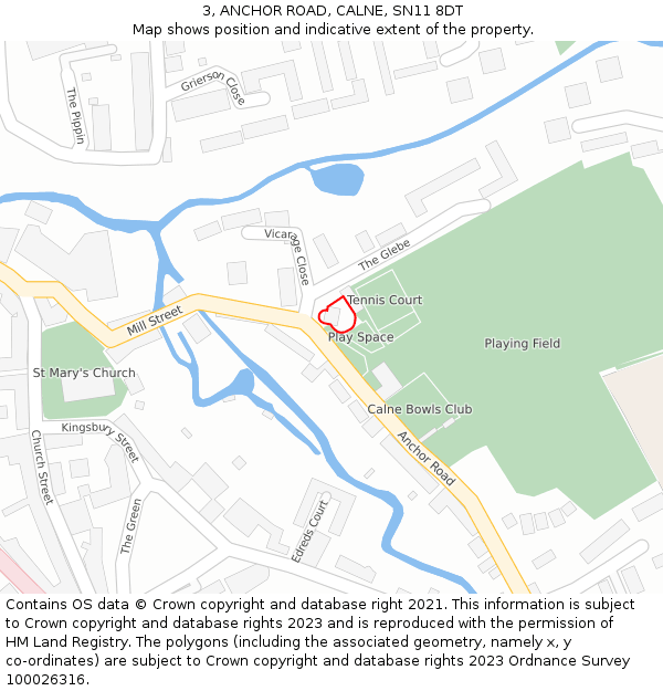 3, ANCHOR ROAD, CALNE, SN11 8DT: Location map and indicative extent of plot