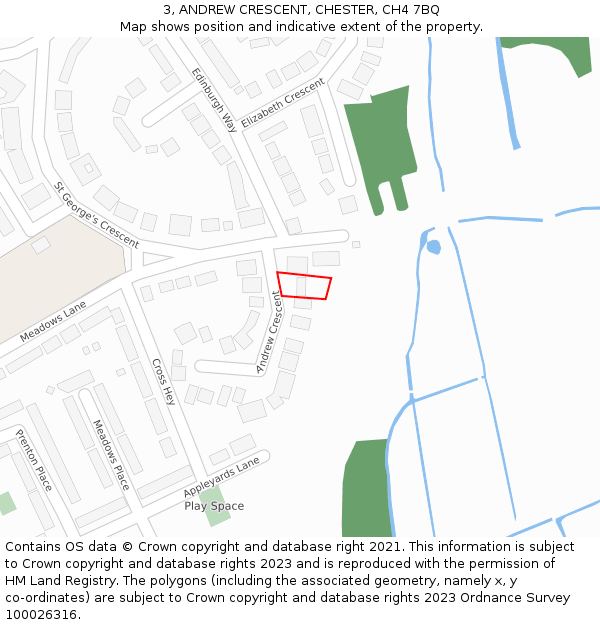 3, ANDREW CRESCENT, CHESTER, CH4 7BQ: Location map and indicative extent of plot