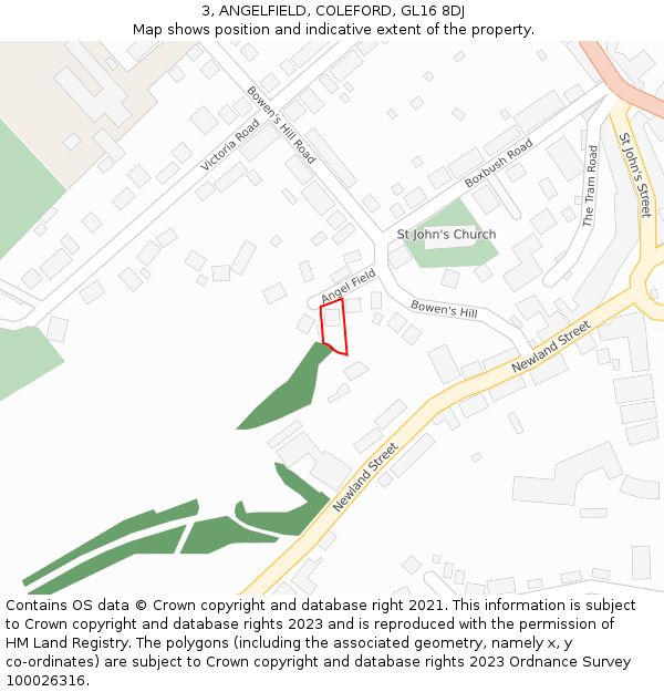 3, ANGELFIELD, COLEFORD, GL16 8DJ: Location map and indicative extent of plot