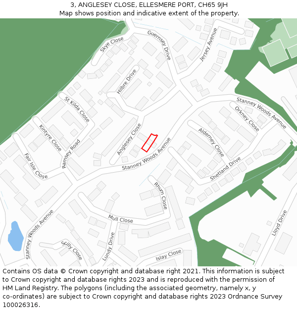 3, ANGLESEY CLOSE, ELLESMERE PORT, CH65 9JH: Location map and indicative extent of plot