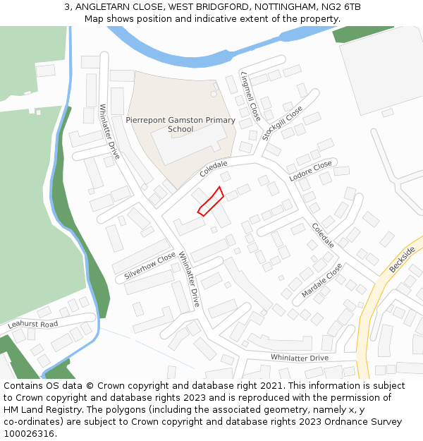 3, ANGLETARN CLOSE, WEST BRIDGFORD, NOTTINGHAM, NG2 6TB: Location map and indicative extent of plot