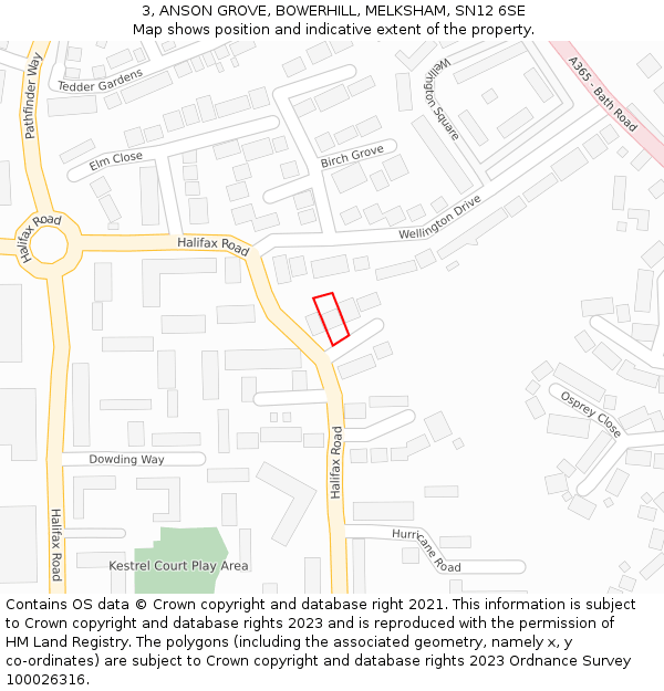 3, ANSON GROVE, BOWERHILL, MELKSHAM, SN12 6SE: Location map and indicative extent of plot