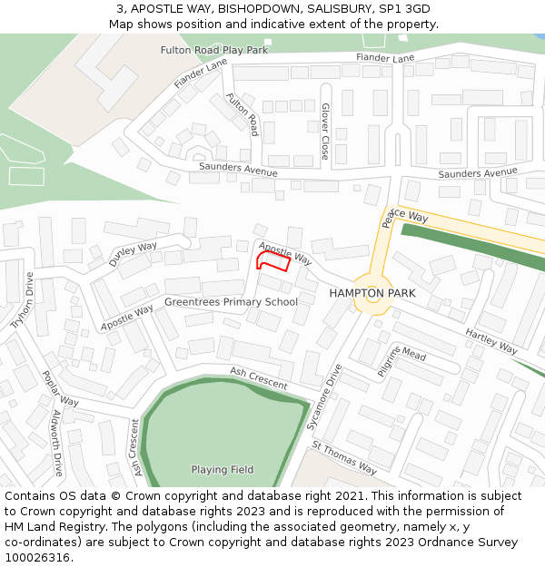 3, APOSTLE WAY, BISHOPDOWN, SALISBURY, SP1 3GD: Location map and indicative extent of plot