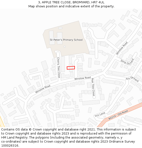 3, APPLE TREE CLOSE, BROMYARD, HR7 4UL: Location map and indicative extent of plot