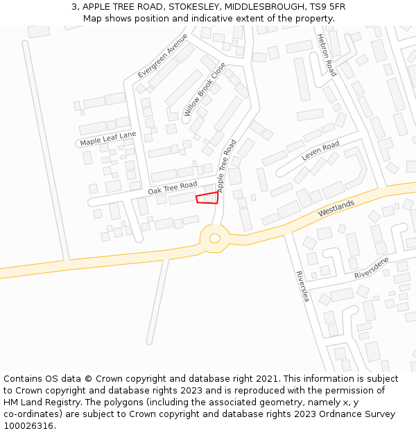 3, APPLE TREE ROAD, STOKESLEY, MIDDLESBROUGH, TS9 5FR: Location map and indicative extent of plot