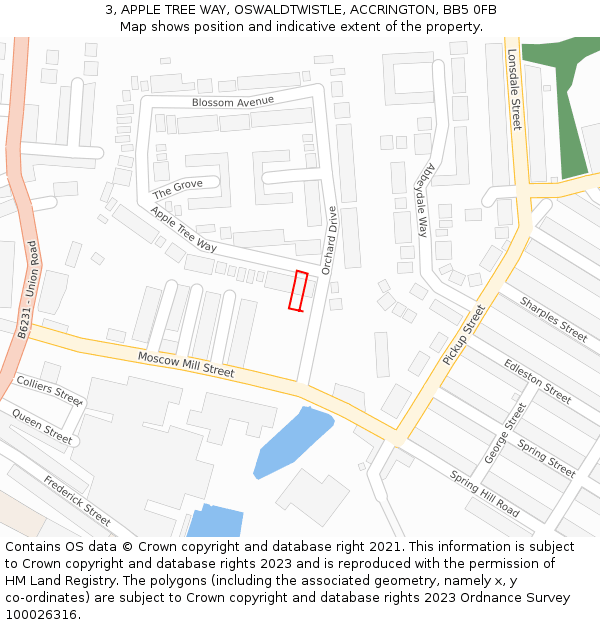 3, APPLE TREE WAY, OSWALDTWISTLE, ACCRINGTON, BB5 0FB: Location map and indicative extent of plot