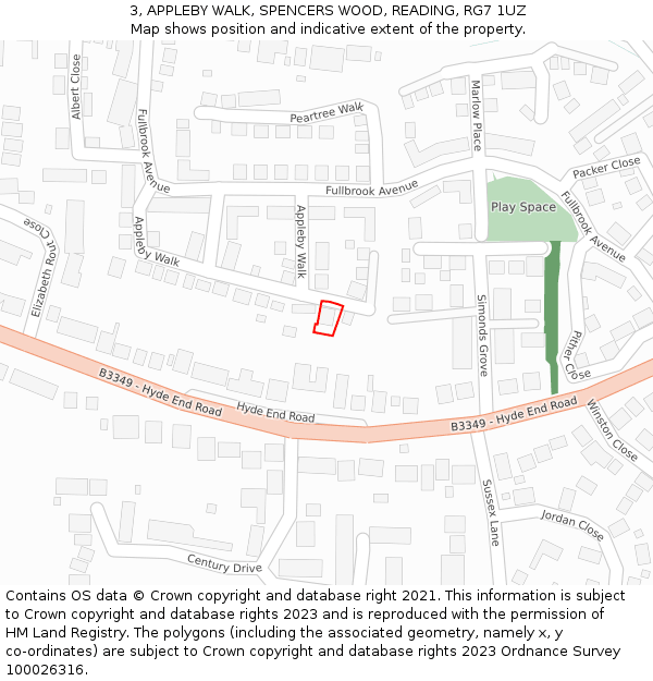 3, APPLEBY WALK, SPENCERS WOOD, READING, RG7 1UZ: Location map and indicative extent of plot