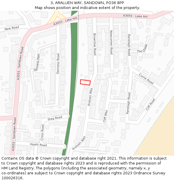 3, ARALUEN WAY, SANDOWN, PO36 8PP: Location map and indicative extent of plot