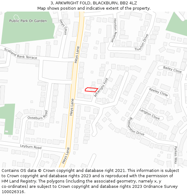 3, ARKWRIGHT FOLD, BLACKBURN, BB2 4LZ: Location map and indicative extent of plot