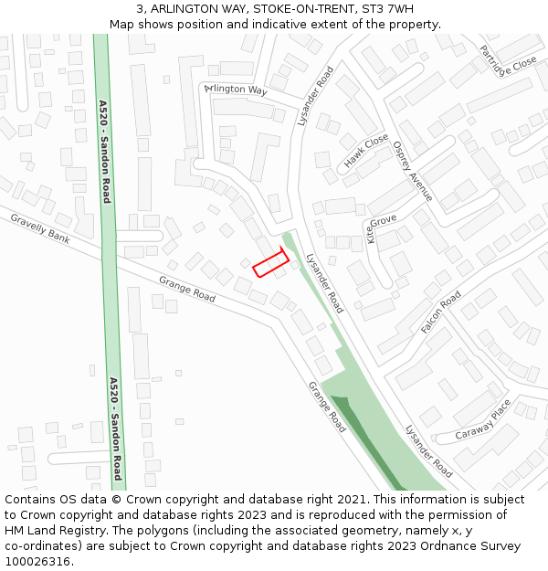 3, ARLINGTON WAY, STOKE-ON-TRENT, ST3 7WH: Location map and indicative extent of plot