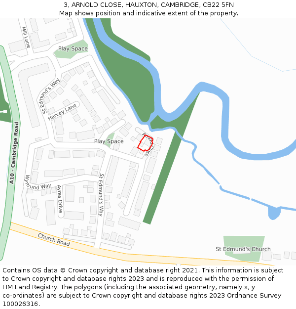 3, ARNOLD CLOSE, HAUXTON, CAMBRIDGE, CB22 5FN: Location map and indicative extent of plot