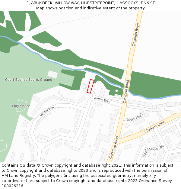 3, ARUNBECK, WILLOW WAY, HURSTPIERPOINT, HASSOCKS, BN6 9TJ: Location map and indicative extent of plot