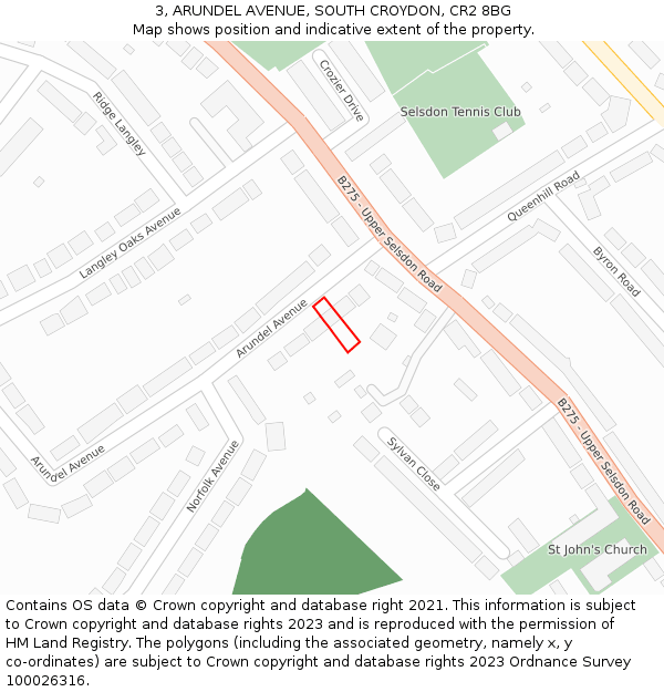 3, ARUNDEL AVENUE, SOUTH CROYDON, CR2 8BG: Location map and indicative extent of plot