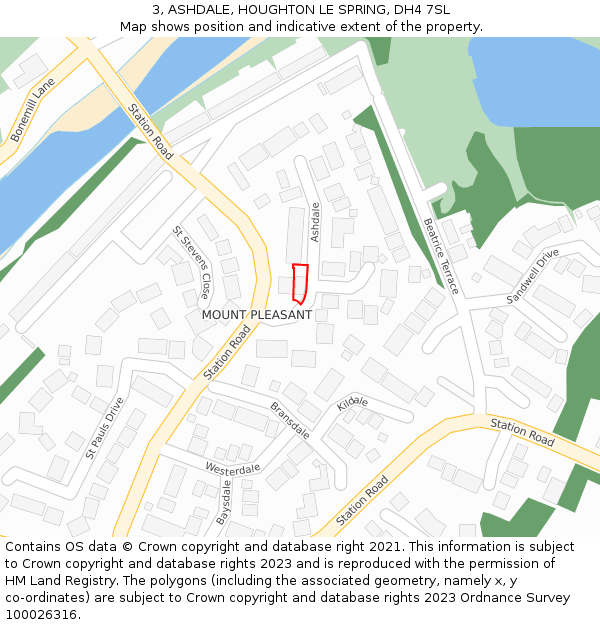 3, ASHDALE, HOUGHTON LE SPRING, DH4 7SL: Location map and indicative extent of plot