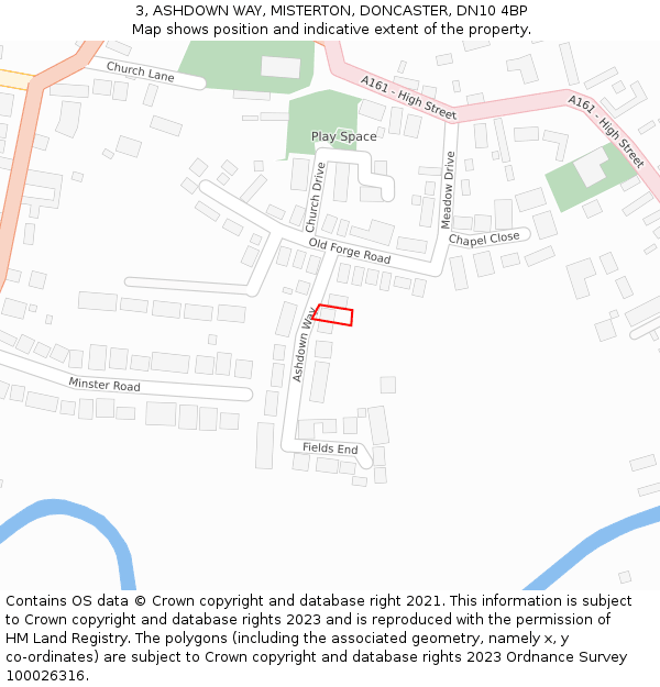 3, ASHDOWN WAY, MISTERTON, DONCASTER, DN10 4BP: Location map and indicative extent of plot