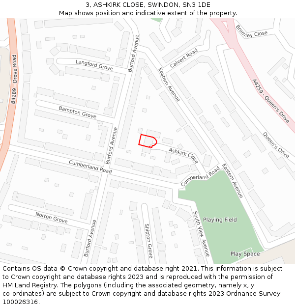 3, ASHKIRK CLOSE, SWINDON, SN3 1DE: Location map and indicative extent of plot