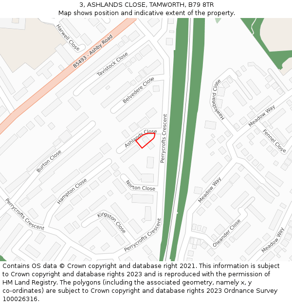 3, ASHLANDS CLOSE, TAMWORTH, B79 8TR: Location map and indicative extent of plot