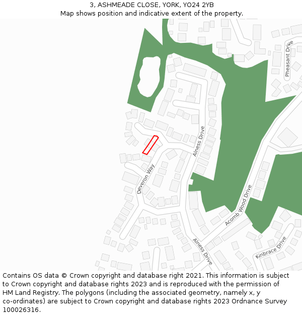 3, ASHMEADE CLOSE, YORK, YO24 2YB: Location map and indicative extent of plot