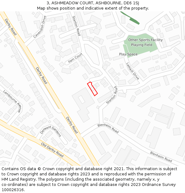 3, ASHMEADOW COURT, ASHBOURNE, DE6 1SJ: Location map and indicative extent of plot