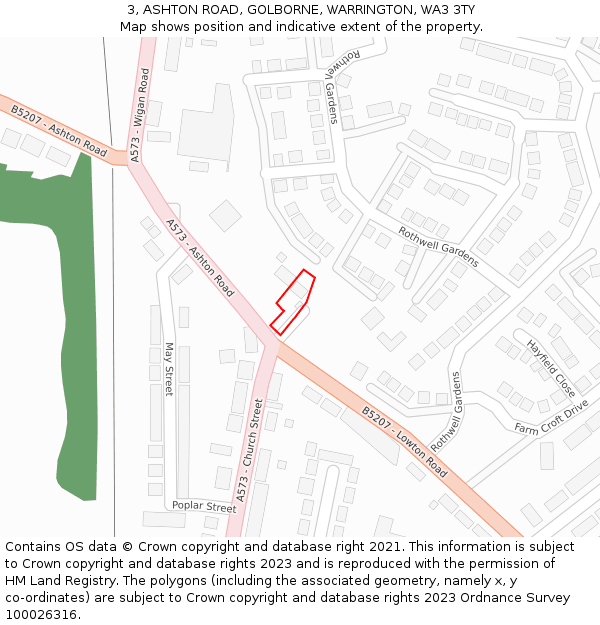 3, ASHTON ROAD, GOLBORNE, WARRINGTON, WA3 3TY: Location map and indicative extent of plot