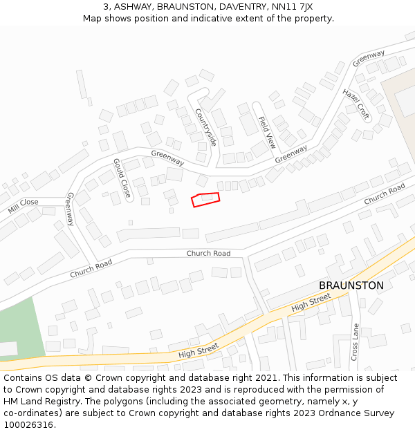 3, ASHWAY, BRAUNSTON, DAVENTRY, NN11 7JX: Location map and indicative extent of plot