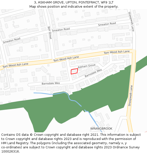 3, ASKHAM GROVE, UPTON, PONTEFRACT, WF9 1LT: Location map and indicative extent of plot