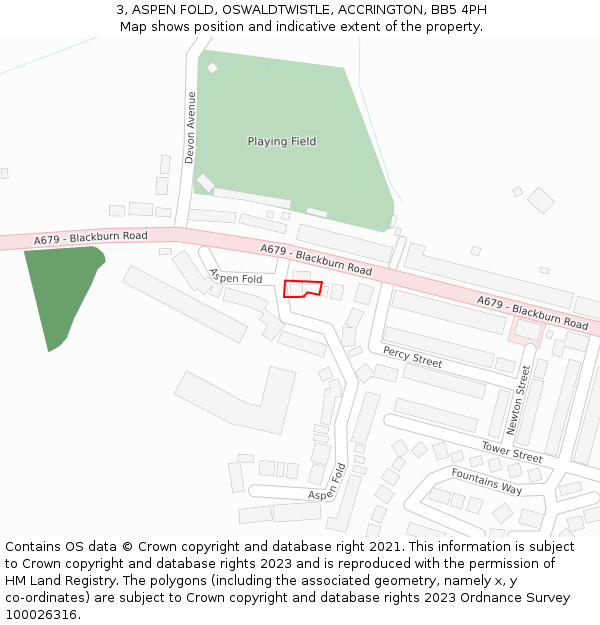 3, ASPEN FOLD, OSWALDTWISTLE, ACCRINGTON, BB5 4PH: Location map and indicative extent of plot