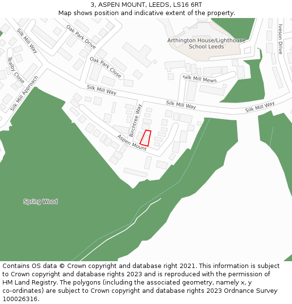 3, ASPEN MOUNT, LEEDS, LS16 6RT: Location map and indicative extent of plot