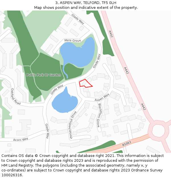 3, ASPEN WAY, TELFORD, TF5 0LH: Location map and indicative extent of plot