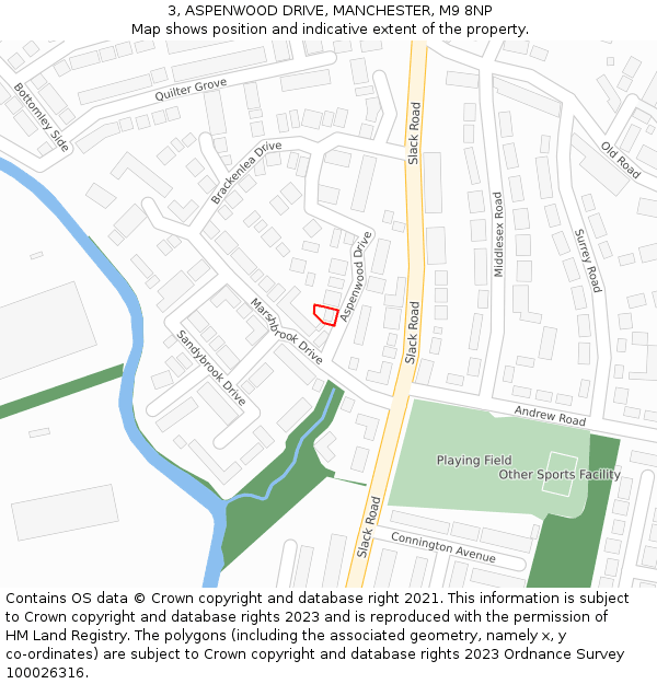 3, ASPENWOOD DRIVE, MANCHESTER, M9 8NP: Location map and indicative extent of plot