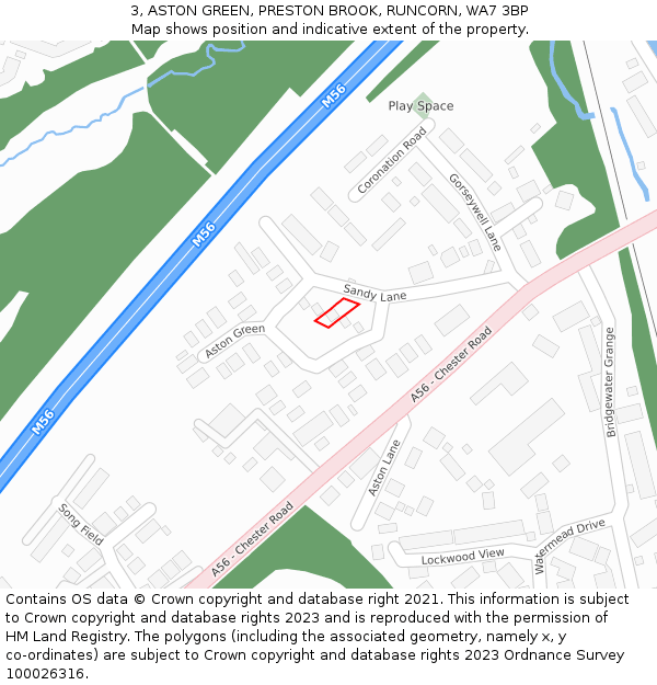 3, ASTON GREEN, PRESTON BROOK, RUNCORN, WA7 3BP: Location map and indicative extent of plot