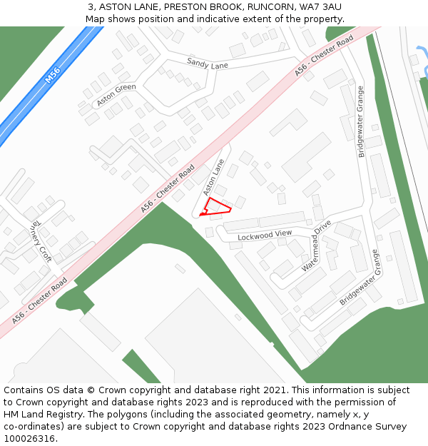 3, ASTON LANE, PRESTON BROOK, RUNCORN, WA7 3AU: Location map and indicative extent of plot